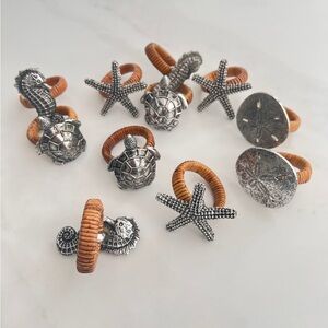 Silver toned Coastal Sea Life Napkin Rings Set